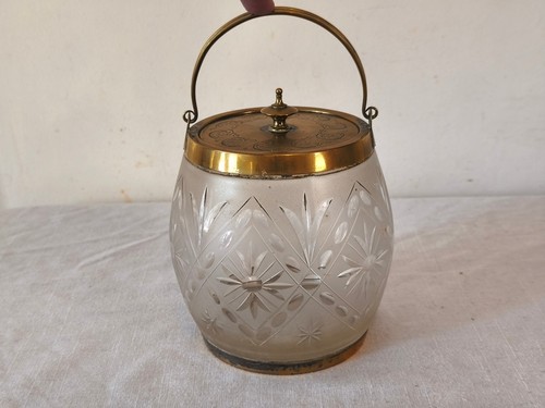 Vintage glass biscuit jar - biscuit,