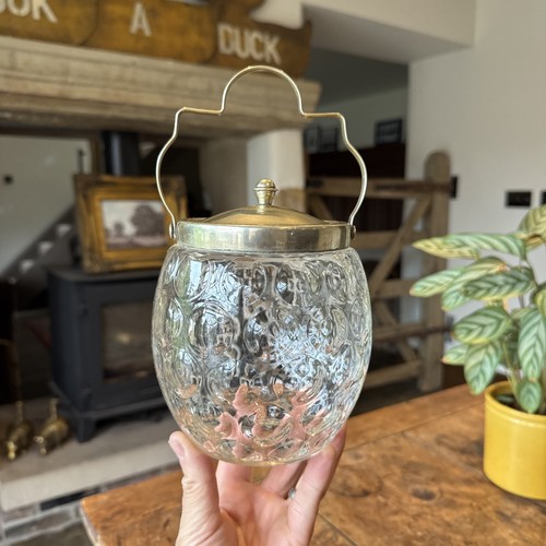 Vintage biscuit barrel glass - biscuit,