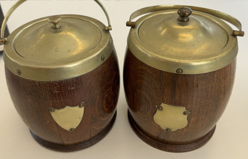Pair vintage wooden biscuit - pair,