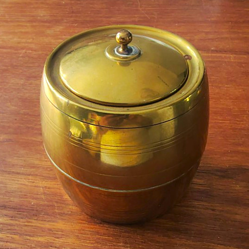 Brass biscuit barrel with lid - brass,