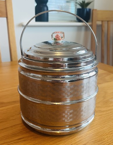 Vintage silver biscuit barrel - silver,