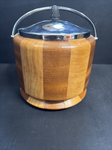 Vintage wooden biscuit barrel - biscuit,