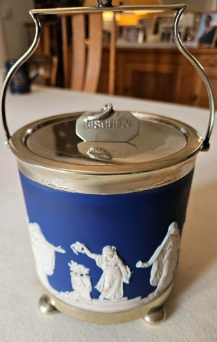Adams blue jasperware biscuit - jasperware,