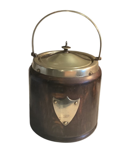 Vintage wooden biscuit barrel - biscuit,