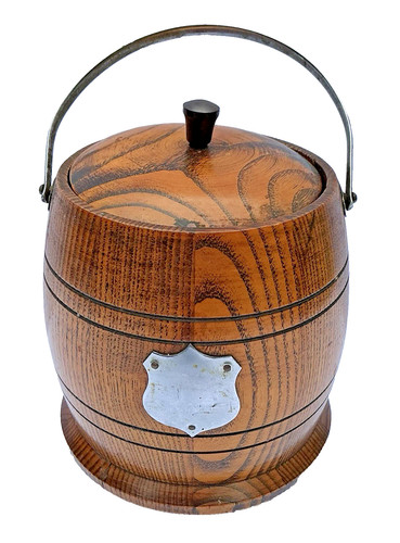 Vintage oak biscuit barrel - biscuit,